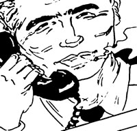 hombre llamando, ilustración de Montse Noguera